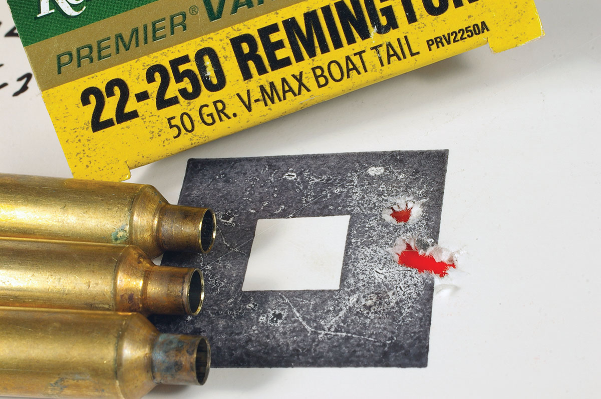 Remington’s standard 22-250 cartridges produced great accuracy when shot through the 22-250 Improved’s larger chamber during fireforming.